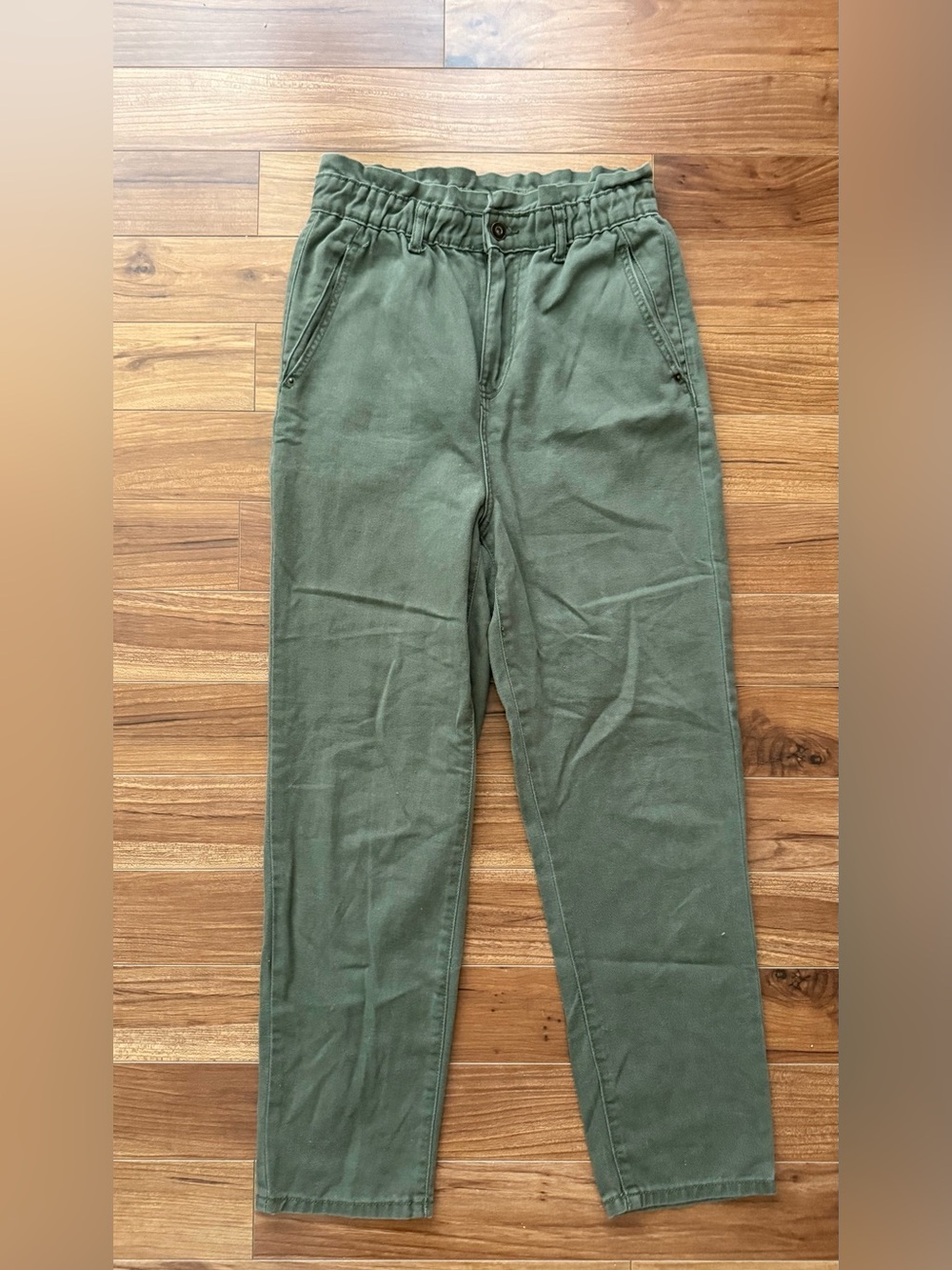 7 For All Mankind Women's Olive Green Paperbag Waist Pants Size 27 Utility